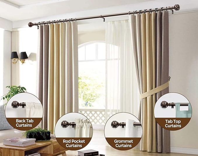 KAMANINA 2 Pack Curtain Rods for Windows 48 to 84 Inch, Antique Bronze Heavy - Image 4