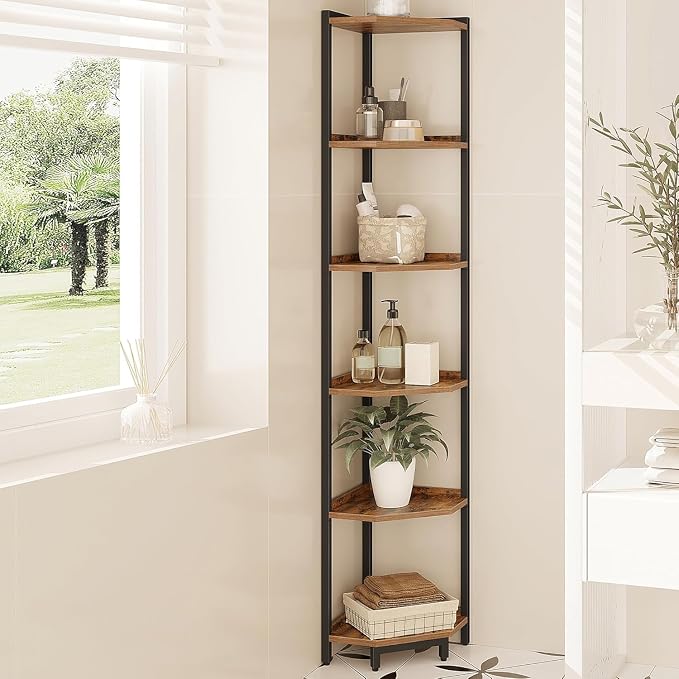 Hzuaneri Corner Shelf Stand, Corner Bookshelf, Storage Standing Shelf Unit by Hzuaneri