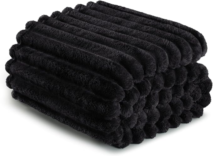 Exclusivo Mezcla King Size Flannel Fleece Blanket, Super Soft Striped Jacquard - Image 6