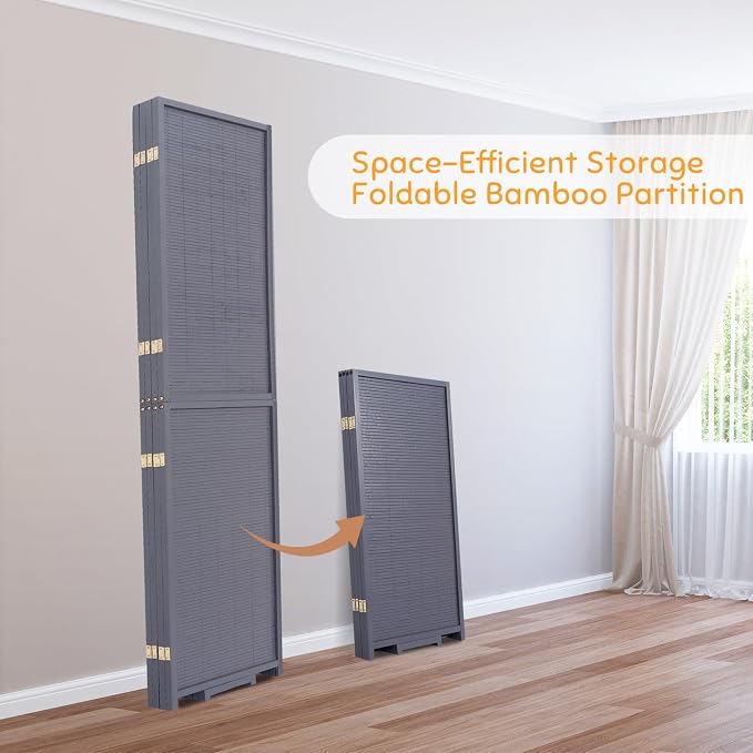 Bamboo Room Divider Folding Privacy Screens, Wall Divider - Image 5