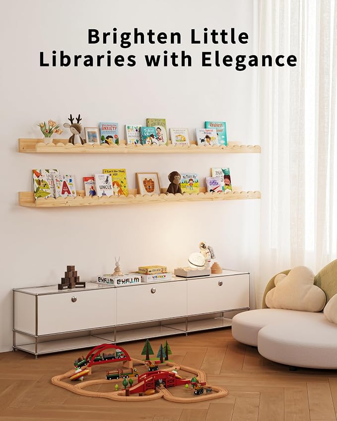 Shario Nursery Book Shelves, Scalloped Shelves, Wall Book Shelves - Image 4