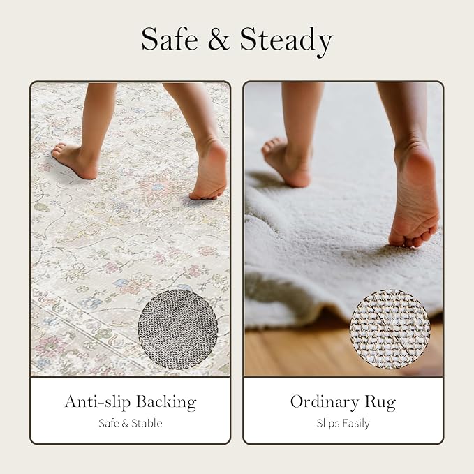 Area Rugs 6x9, Washable Beige Rugs - Image 9