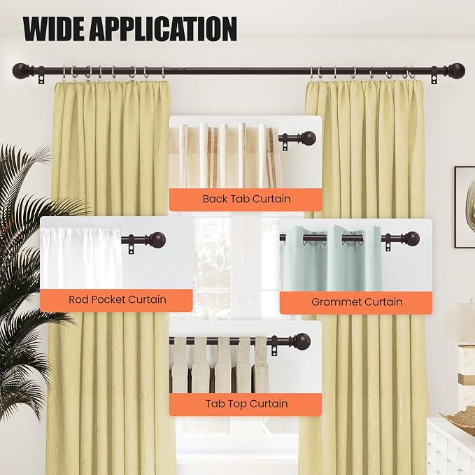 Curtain Rods for Windows 48 to 84 Inch, Max 90 Inch, 5/8 Inch Heavy Duty - Image 7