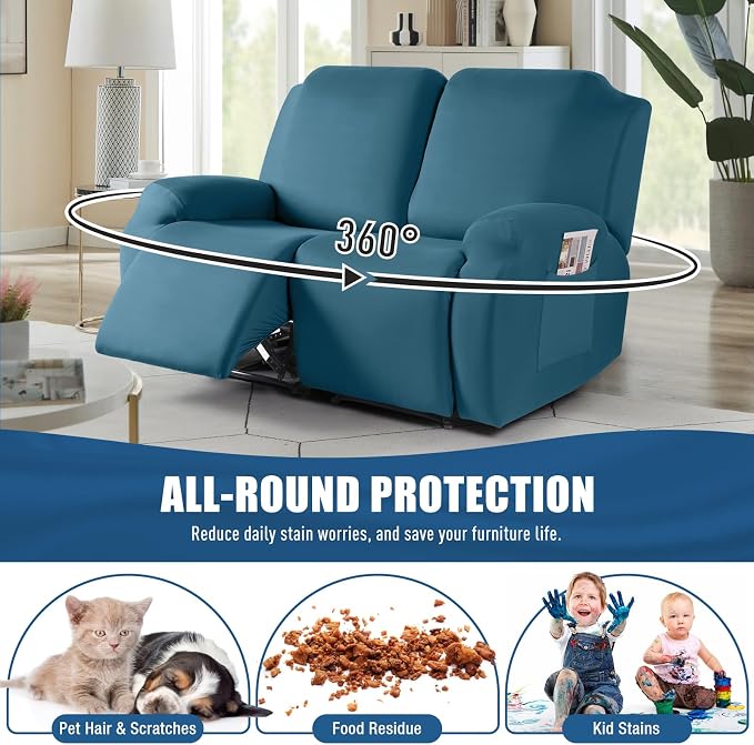 TAOCOCO Recliner Loveseat Slipcover, 2 Pieces Polyester Fabric Stretch Sofa - Image 3
