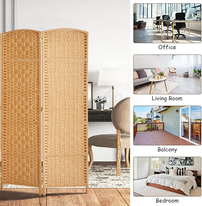 6 ft. Tall-Extra Wide-Diamond Weave Fiber Room Divider - Image 5