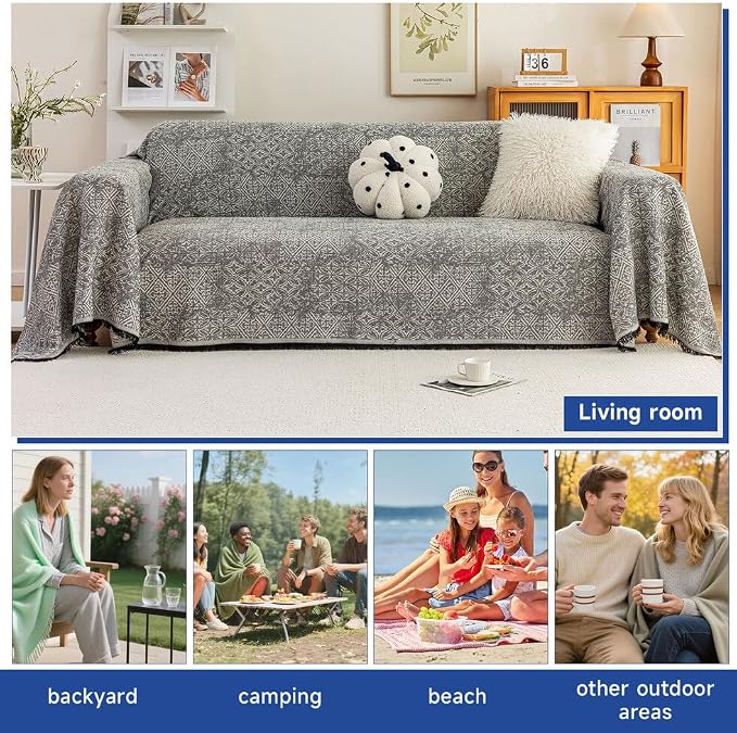 ROOMLIFE Couch Cover Black Boho Sofa Covers - Image 6