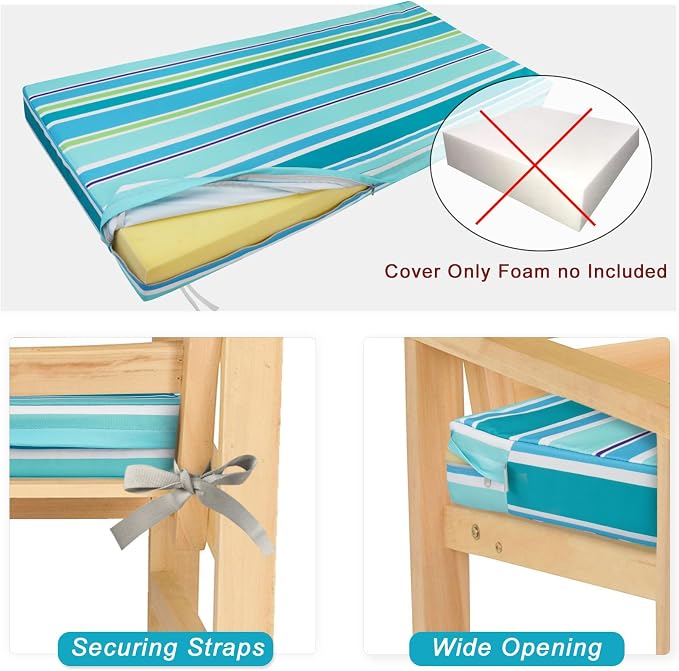NettyPro Patio Bench Swing Loveseat Cushion Covers, Water Resistant UV - Image 4