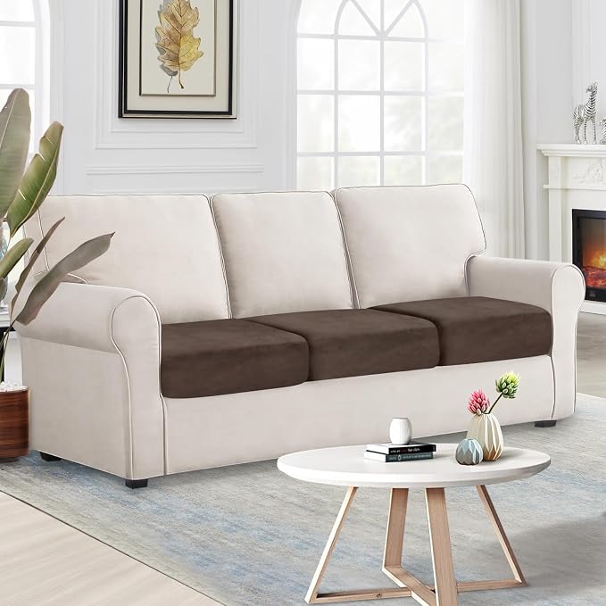 NAISI Couch Cushion Covers 3 Pieces Velvet Stretch Sofa Seat Covers or Backrest - Image 4