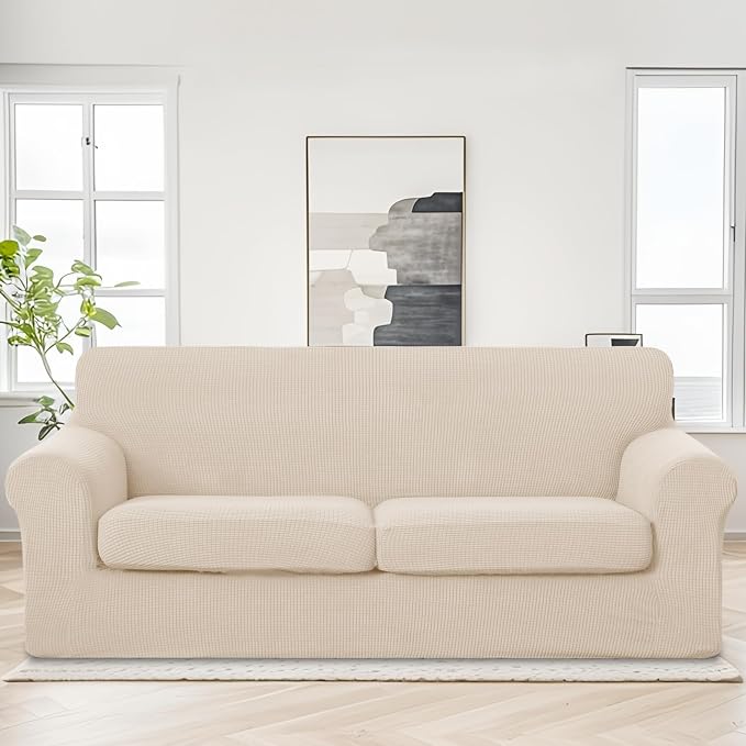 U-NICE HOME 3 Pieces Stretch Couch Cover Sofa Cover Washable Sofa Slipcover - Image 2