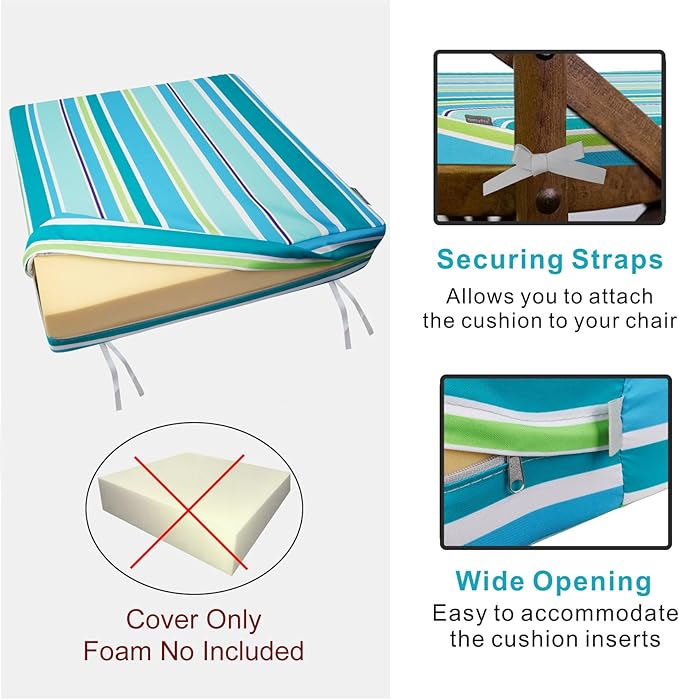 NettyPro Outdoor Cushion Slipcovers Waterproof 22 x 20 inch Patio Furniture - Image 4