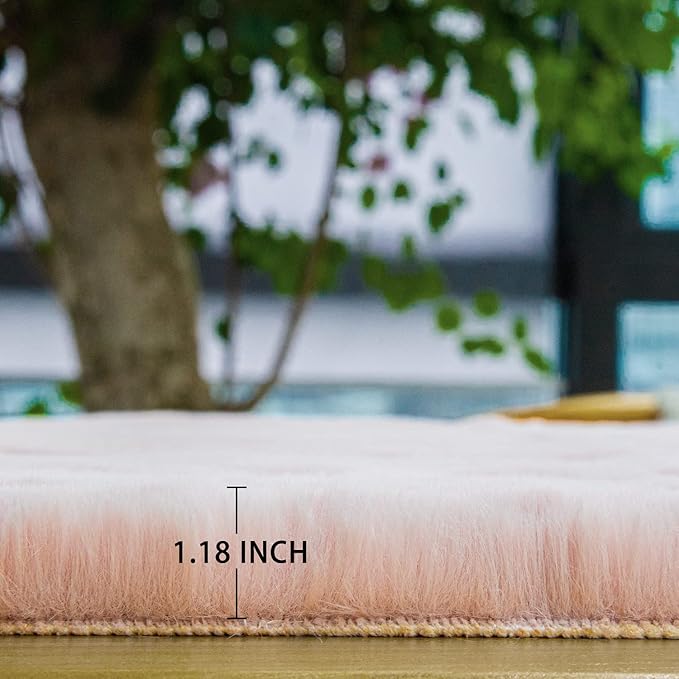 ORINOVA Pink Washable Fluffy Rug 5x7 Area Rugs - Image 2