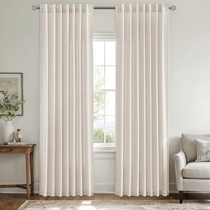 MIULEE Non-See-Through Privacy Linen Curtains 2 Panels, Light Filtering Window - Image 3