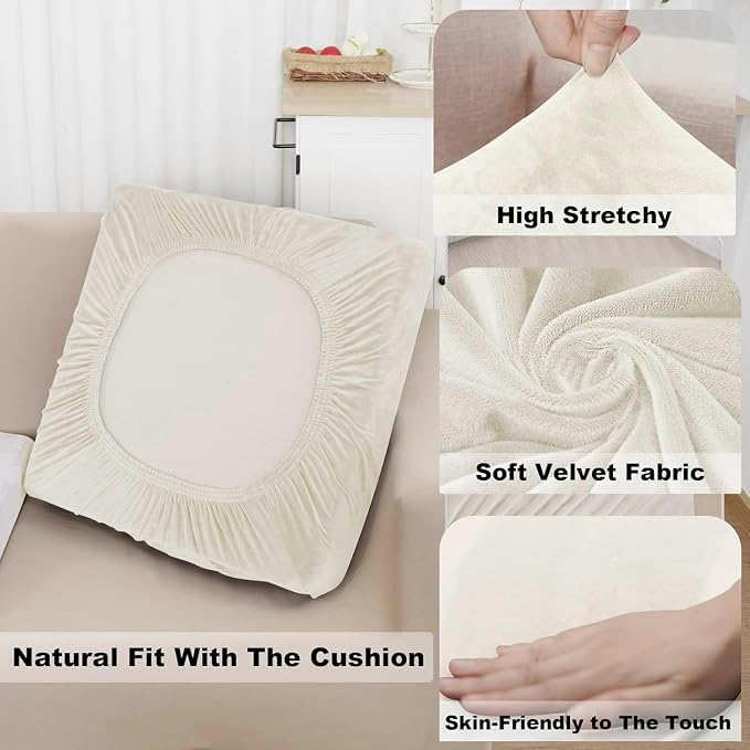 NAISI Couch Cushion Covers 3 Pieces Velvet Stretch Sofa Seat Covers or Backrest - Image 5