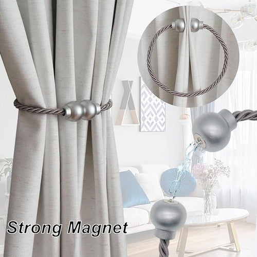 2 Pack Magnetic Curtain Tiebacks Modern Handmade Rope Curtain Tie Backs - Image 2