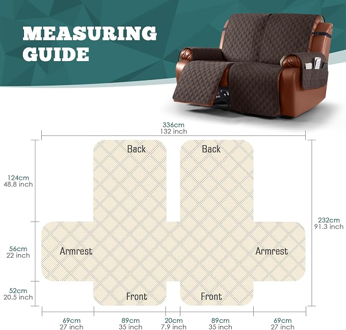 Ruaozz Waterproof Recliner Sofa Covers, 1-Piece Couch Covers - Image 2