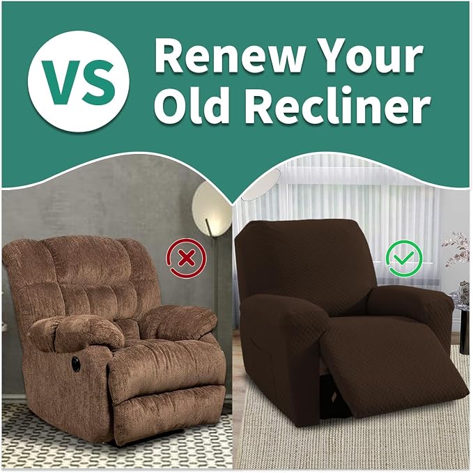 YEMYHOM 4 Pieces Stretch Recliner Slipcover Latest Jacquard Recliner Chair Cover - Image 5