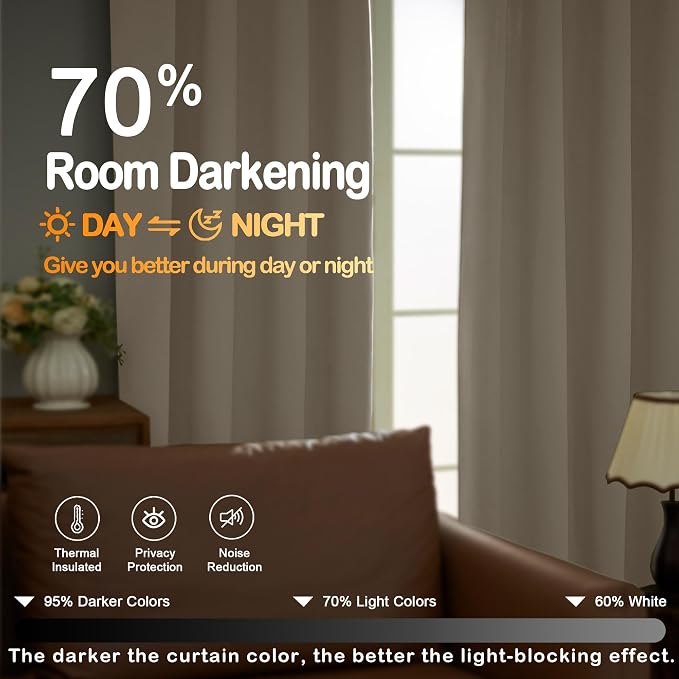 OVZME Stone Blackout Curtains 84 Inches Long 2 Panels Set, Solid Thermal - Image 5