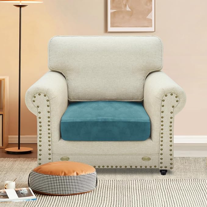 MAXIJIN Velvet Stretch Cushion Cover Fitted Couch Cushion Slipcovers 1 Pack Arm - Image 2