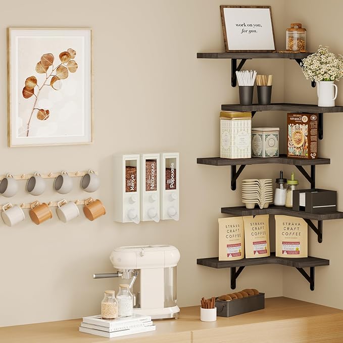 Fixwal Floating Shelves for Wall, Rustic Wood Wall Mounted Corner Shelf for - Image 7