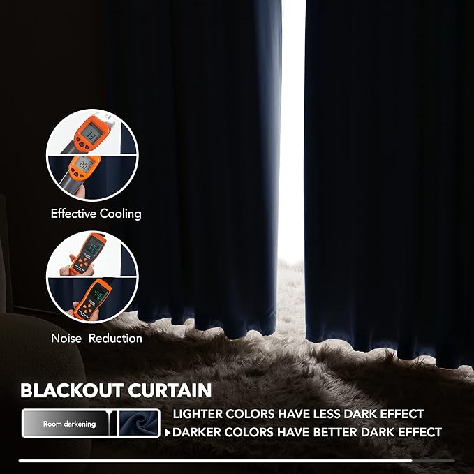 Deconovo Blackout Curtains, Thermal Insulated, W42 x L84 2 Panels, Back Tab - Image 5