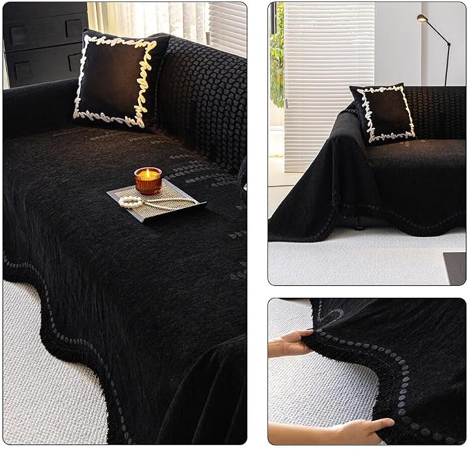 ROOMLIFE Black Sofa Cover, Vintage Boho Couch Cover - Image 4