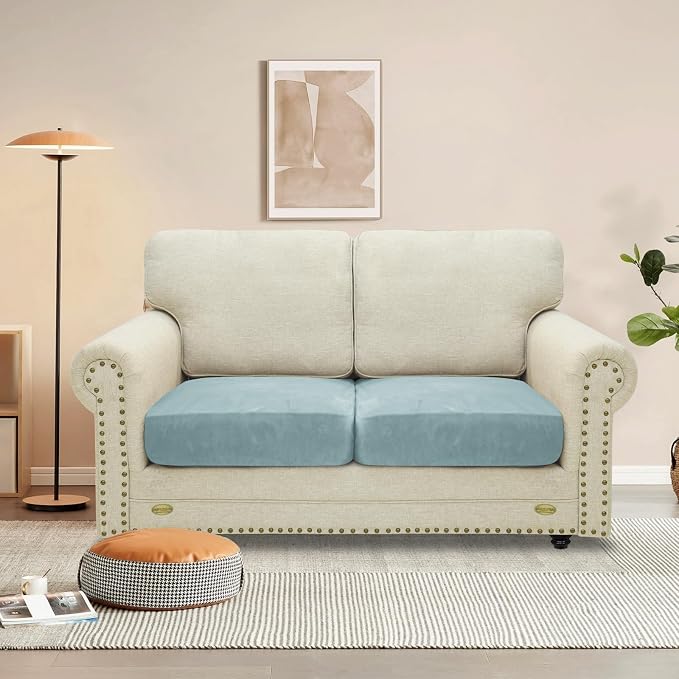 MAXIJIN Velvet Stretch Cushion Covers Couch Cushion Slipcovers Loveseat Sofa - Image 2