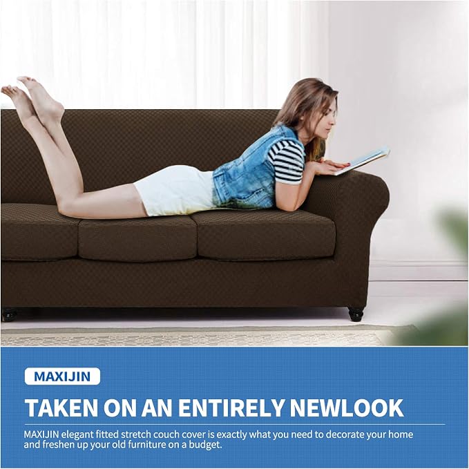 MAXIJIN 4 Piece Jacquard Extra Large Couch Covers - Image 3