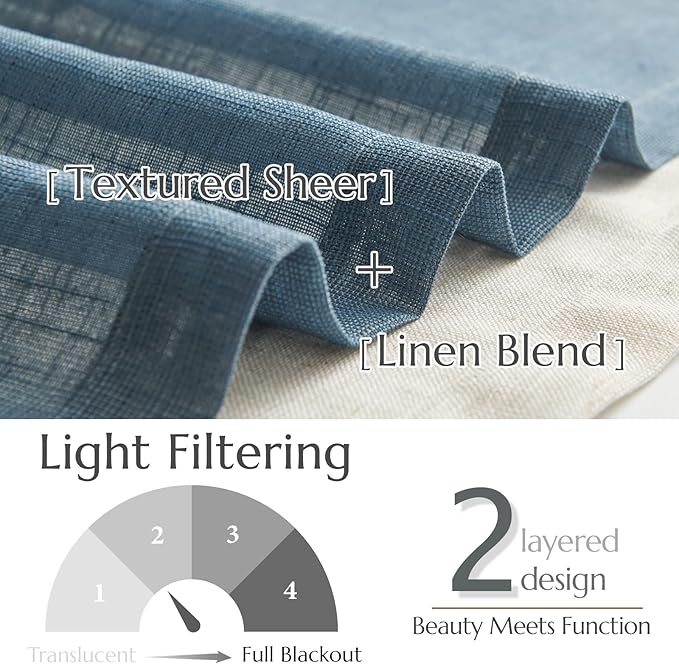 jinchan Linen Valance for Farmhouse Living Room Windows 16 Inch Slubbed Crossed - Image 3