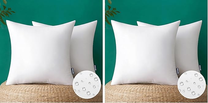 MIULEE Pack of 4 18x18 Inch Outdoor Pillow Inserts Waterproof Decorative Throw by MIULEE