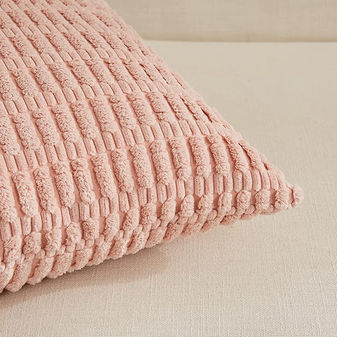 Fancy Homi 4 Packs Boho Pink Decorative Throw Pillow Covers 26x26 Inch - Image 4