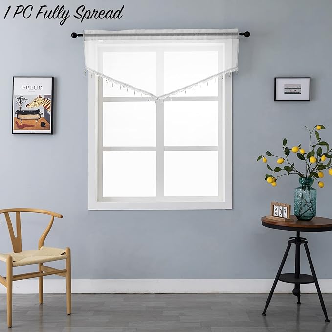 Beaded Triangle Sheer Valance Curtains - Image 3