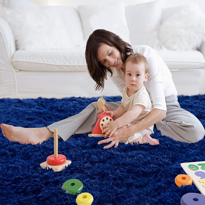 CAIYUECS Blue Shag Area Rug, Indoor Ultra Soft Plush Rugs - Image 6