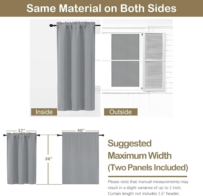 OVZME Silver Grey Blackout Curtains - Image 2