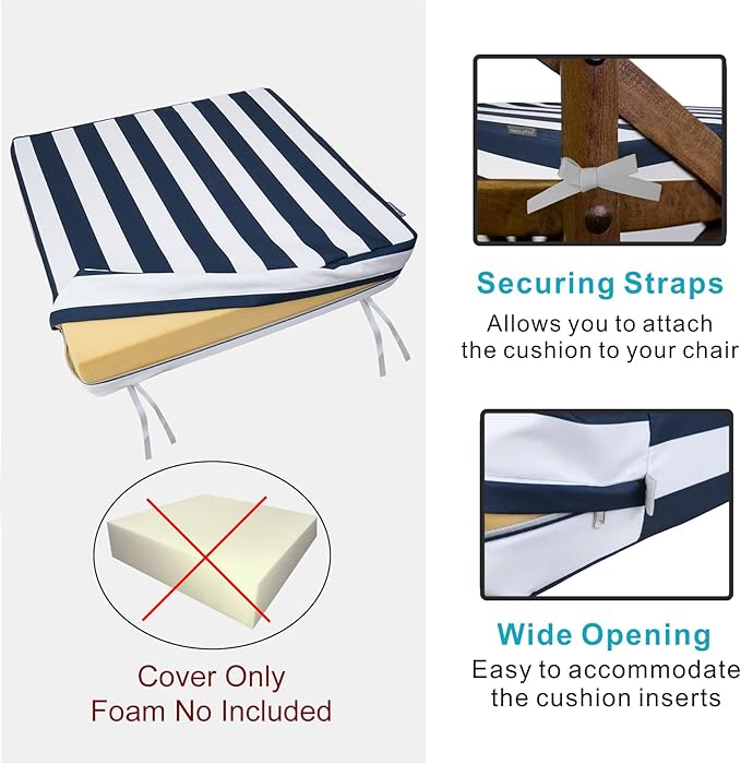 NettyPro Outdoor Cushion Covers Set 4 Water Repellent UV Resistant Patio Chair - Image 4