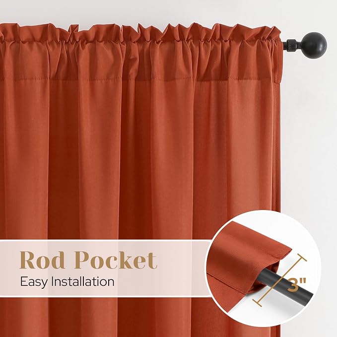 HOMEIDEAS Non-See-Through Fall Burnt Orange Privacy Sheer Curtains, 52 X 96 - Image 5