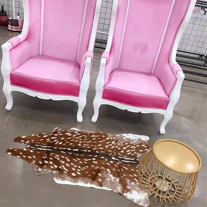 Faux Sika Deer Print Hide Rug Faux Fur Cowhide Area Rug Animals Print Mat Carpet - Image 9