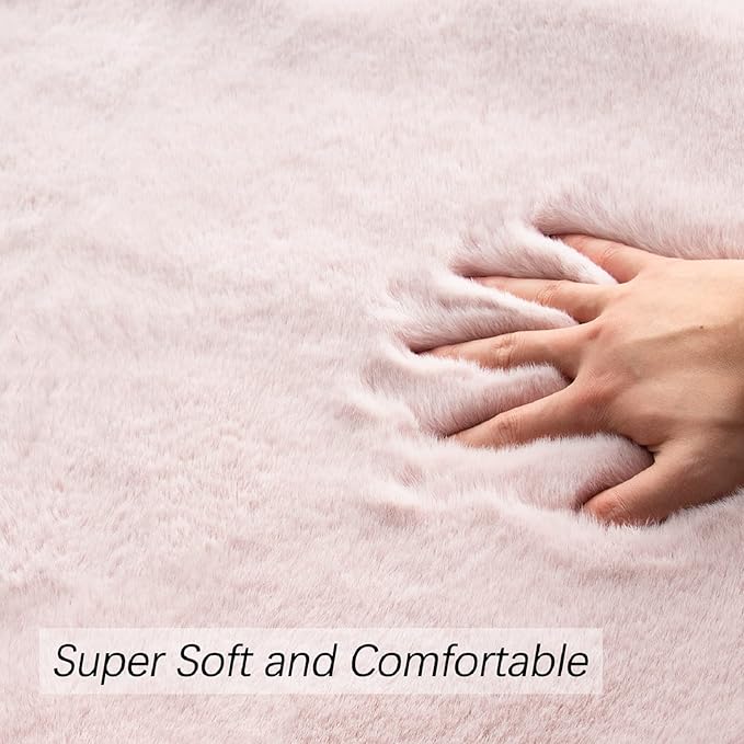 ORINOVA Pink Fuzzy Washable Furry Area Rugs - Image 5
