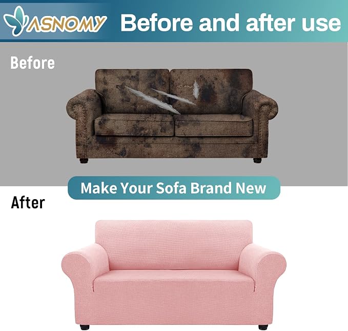 Asnomy Sofa Covers for 2 Cushion Couch Stretch loveseat Covers Slipcovers - Image 7