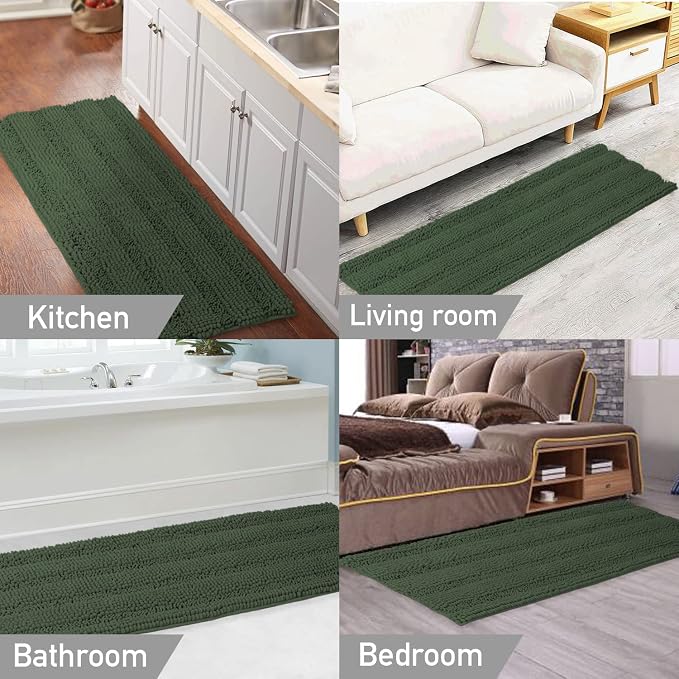 Turquoize Chenille Extra Long Shaggy Kitchen Rugs and Mats Non Slip Absorbent - Image 6
