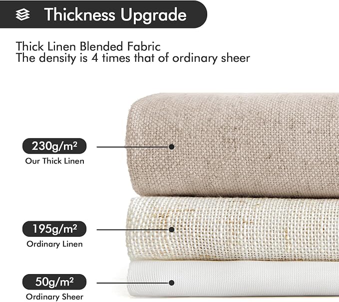 MIULEE Non-See-Through Privacy Linen Curtains 2 Panels, Light Filtering Window - Image 5