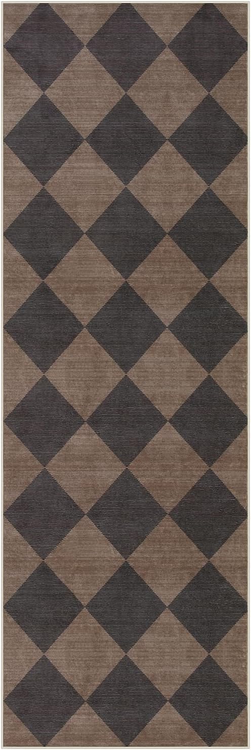 Beeiva Checkered Print Hallway Runner Rug 2x6, Moroccan Kitchen Runner Rugs Non - Image 9