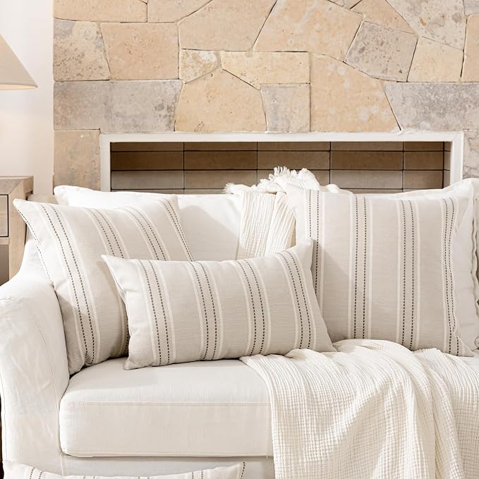 Hckot Throw Pillow Covers 22x22 Set of 2 Taupe Pillow Covers Farmhouse - Image 6