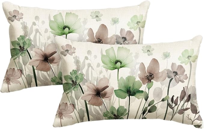 AVOIN colorlife Poppy Flowers Chinoiserie Throw Pillow Covers, 12 x 20 Inch by AVOINcolorlife