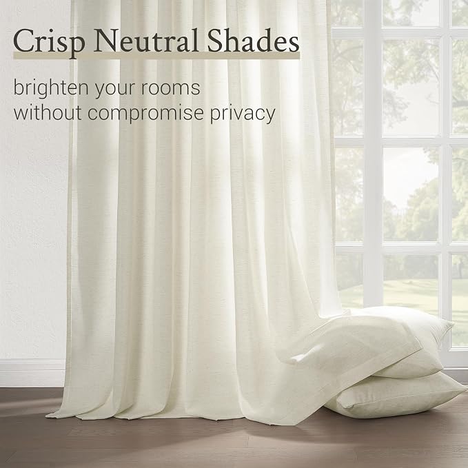 Topfinel Natural Pinch Pleated Linen Curtains 84 Inch Length 2 Panels - Image 3