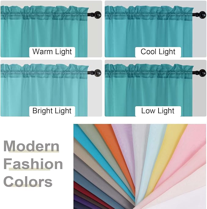 Turquoise Sheer Curtain for Bedroom Living Room 78 Inches Long 2 Panels Set - Image 7