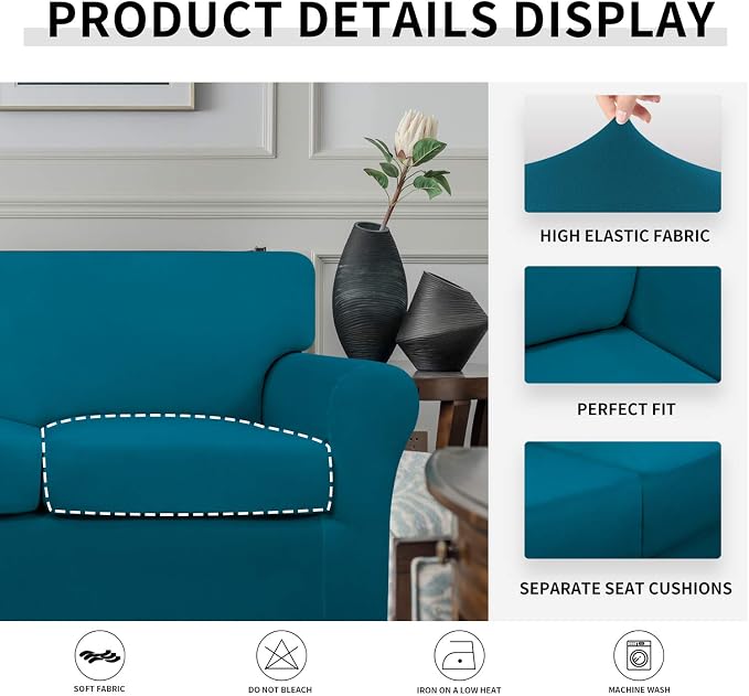 Easy-Going 4 Pieces Stretch Soft Couch Cover - Image 4