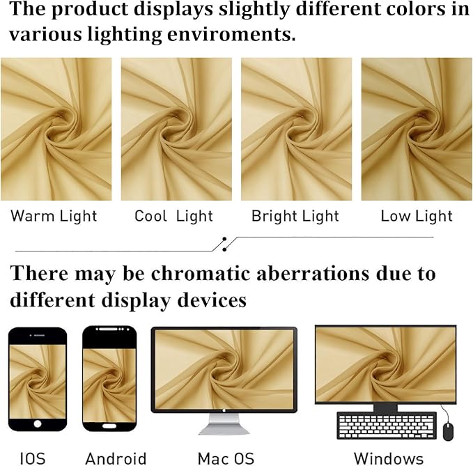 Lecloud Gold Sheer Curtains 63 Inch Length 2 Panels, Rod Pockets Window - Image 7