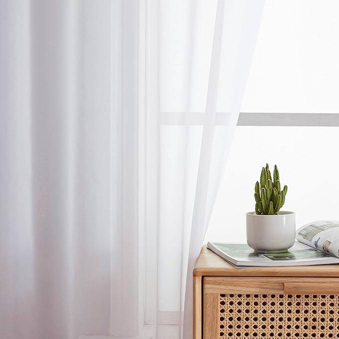 Aiyufeng 2 Pack: Basic White Sheer Curtain Drapes - Image 5