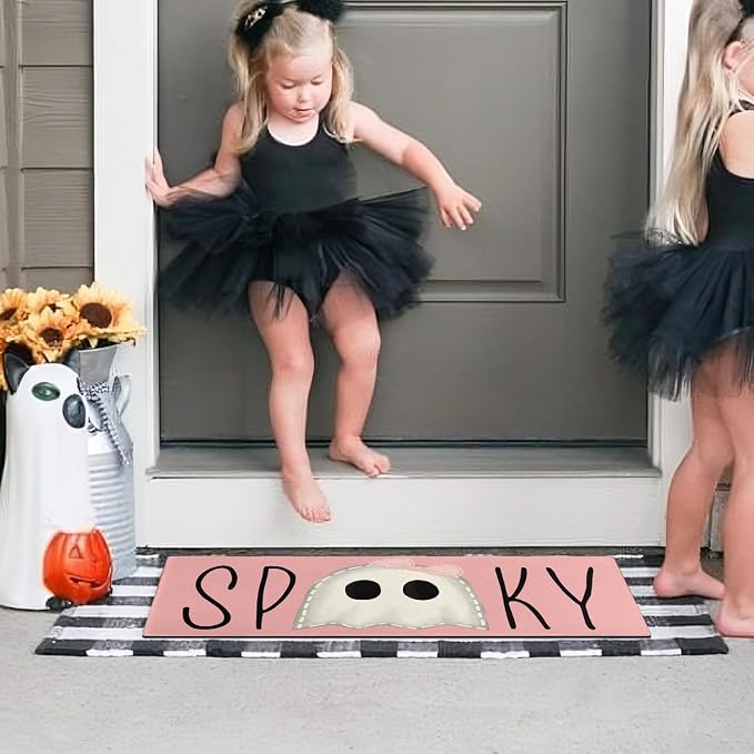 Halloween Door Mat, Spooky Ghost Pink Outdoor Mats - Image 6