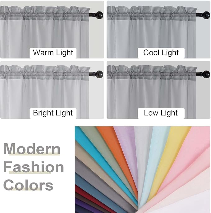 Light Grey Sheer Curtains for Bedroom Living Room 45 Inch Length 2 Panels - Image 7